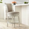55 Downing Street Oliver Wood Swivel Bar Stool White 24 1/2" High Traditional Scroll Cream Round Cushion with Backrest Footrest for Kitchen Counter - 2 of 4