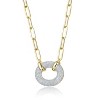 Guili Two-Tone Necklace with Clear Cubic Zirconia in a Thick Circular Pendant, Offering a Bold and Elegant Design for a Timeless, Stylish Look - 2 of 2