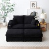 VYNXARIA Loveseat with Ottomans,Corduroy Fabric Modular Sectional Sofa,Comfy Deep Plush Couch with Ottomans and Two Pillows,Black - 2 of 4