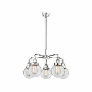 Beacon - 5 Light Stem Hung Chandelier In Art Deco Style-15.13 Inches Tall and 24 Inches Wide - 1 of 1