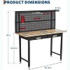 Acekool 48" Garage Work Bench with Pegboard, Power Outlet & Drawers - Heavy Duty Wooden Work Table for Workshop or Garage - 3 of 4