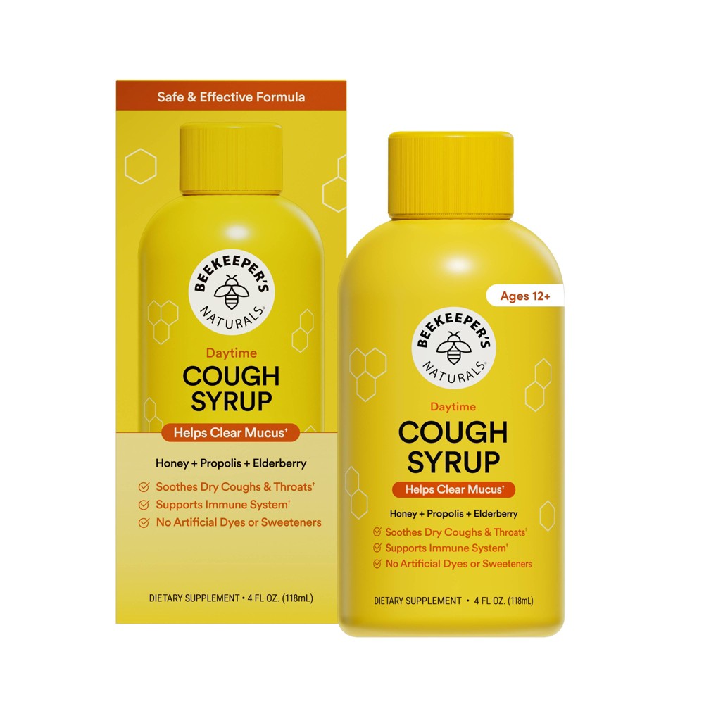 Beekeepers Naturals Daytime Cough and Mucus Support Liquid - Propolis Honey - 4 fl oz