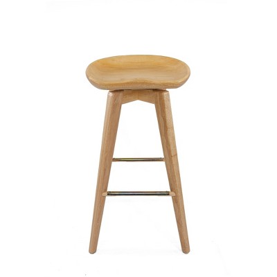 Natural Finish 29" Bali Swivel Wood and Metal Barstool