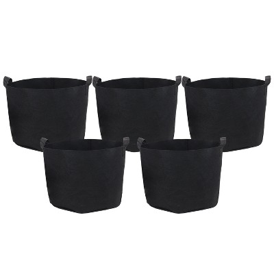 Sunnydaze Garden Grow Bag with Handles Nonwoven Polypropylene Fabric, Black, 5pc