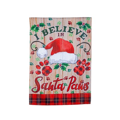 Evergreen Garden Flag Santa Paws Suede Double Sided Indoor Outdoor Decor 18" x 12.5"