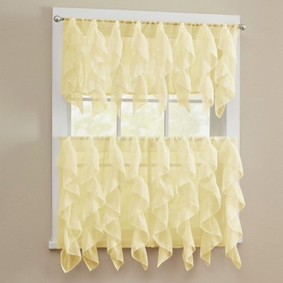 Sheer Voile Vertical Ruffle Window Kitchen Curtain by Sweet Home Collection®