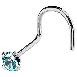 Jewelry Avalanche 22G 14K Gold Nose Screw Nose Stud with Blue Topaz Gemstone - 1 of 2