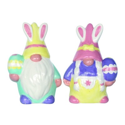 Transpac Easter Bunny Gnome Dolomite Salt and Pepper Shakers Collectables Multicolor 3.75 in. Set of 2