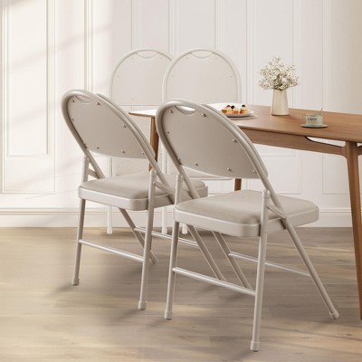 Nasitip Folding Chairs, Linen Padded Foldable Chair Set, Heavy Duty Metal Folding Chair with Soft Cushion and Back