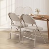 Folding Chairs with Linen Padded Cushion – Heavy Duty Metal Upholstered Foldable Chairs with Backrest - 2 of 4