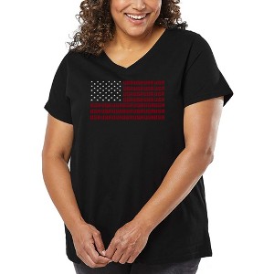 LA Pop Art Women's Word Art V-Neck - USA Flag - 1 of 4