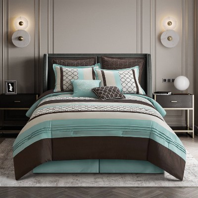Nanshing 8pc California King Avalon Comforter Set Aqua Blue