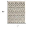HomeRoots 2' X 3' Gray and Ivory Wool Floral Hand Knotted Area Rug - 3 of 4