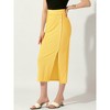 Allegra K Women's Casual Side Split Slit Ribbed Knit Bodycon Basic Midi Pencil Skirts - 3 of 4