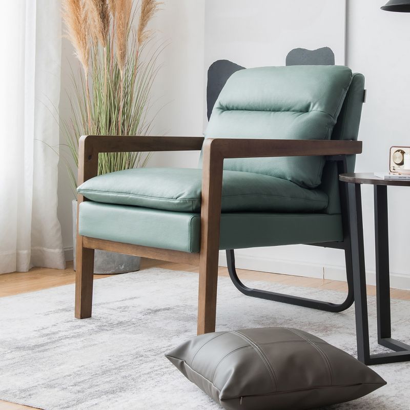 Costway Modern Accent Armchair Lounge Chair w/ Rubber Wood Legs & Steel Bracket, 3 of 10