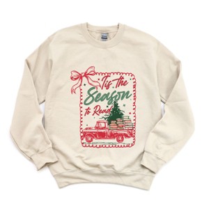 Tis The Season To Read Red Truck - Women's Graphic Sweatshirt - 1 of 4