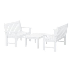 WestinTrends Malibu 3-Piece HDPE Outdoor Patio Furniture Couch and Coffee Table Set - 1 of 4