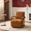 Lyngins Swivel Accent Chairs with Curved Wood Armrest and Backrest,Upholstered Swivel Reading Chairs,PU Sofa Chairs for Bedroom,Living Room - 2 of 4