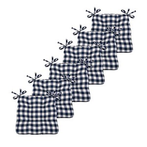 Kate Aurora Country Living Gingham Plaid Checkered Country Farmhouse Chair Cushion Pads - 1 of 3