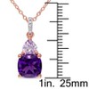 EVERLY JEWELRY | Rose Plated Sterling Silver 2 1/7ct TGW African Amethyst Rose de France and Diamond Accent Heart Necklace, 18 inc - 2 of 4