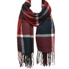 Wrapables Plaid Print Long Scarf and Beanie Hat Set, Navy and Wine Set - 4 of 4