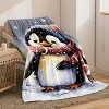 Lomsoe Cute Penguin Snowflake Flannel Blanket, Super Warm, Soft and Comfortable Blanket, Suitable for Sofa, Bed, Office. - 2 of 4