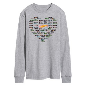 Men's - Hot Wheels - Valentine's Hot Wheels Heart Long Sleeve Graphic T-Shirt - 1 of 4