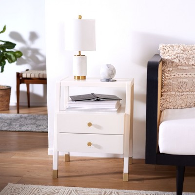 Cove Chic White/Gold Rectangular Storage Accent Table