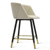 24" Chole Armrest Upholstered 360° Swivel Counter Height stool Combine with Black and Gold Legs (Set Of 2)-Maison Boucle - 3 of 4