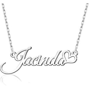 Personalized Name Necklace Sterling Silver Custom Jewelry Gift for Women Heart Name Necklace 3-Silve - 1 of 4