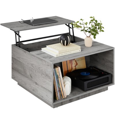 Best Choice Products Square Rustic Modern Lift Top Coffee Table w/ Cubby, Non-Scratch Pads