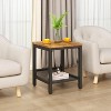 Hooseng 3 Pieces Living Room Coffee Table Set, Industrial Coffee Table with 2 Square End Side Tables for Apartment, Office, Rustic Brown - 3 of 4