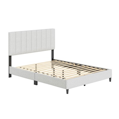 King Malik Mid-century Vertical Channel Linen Upholstered Platform Bed ...