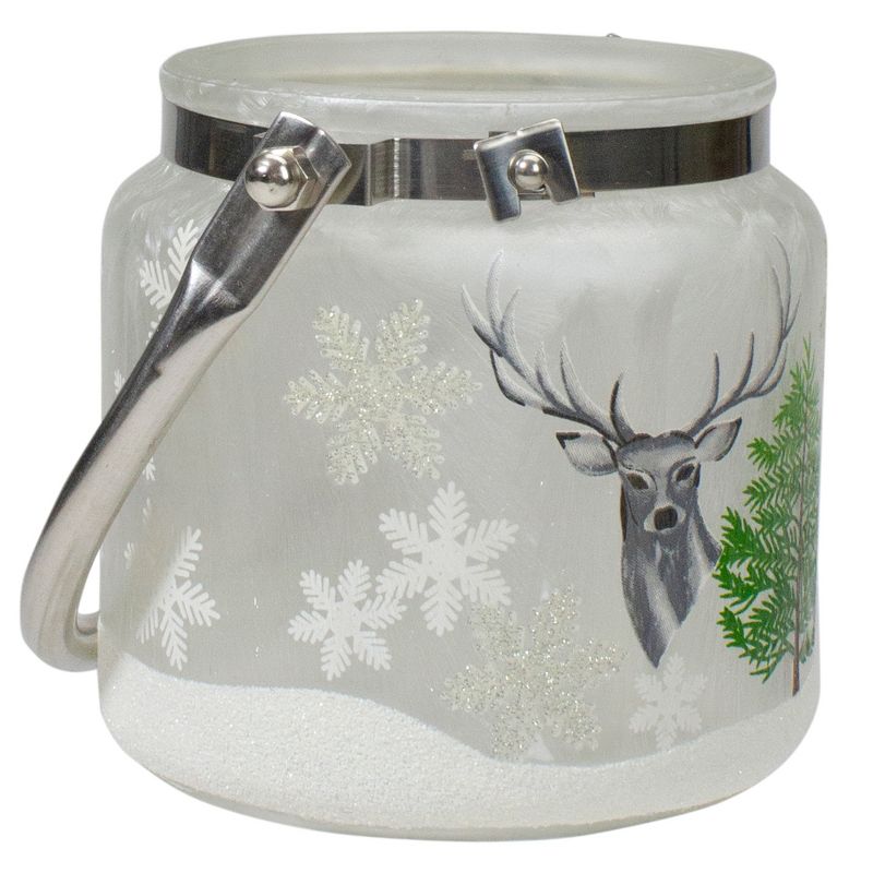 Northlight 4" Deer, Pine and Snowflakes Hand Painted Flameless Glass Candle Lantern, 3 of 6