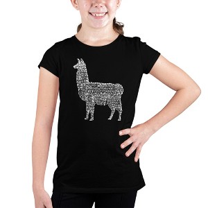 LA Pop Art Girl's Word Art T-shirt - Llama Mama - 1 of 4