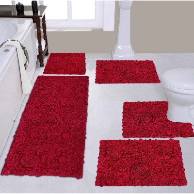 Home Weavers Bell Flower Collection 100% Cotton Tufted Bathroom Rug Set, Non-Slip Latex Bath Rug Set