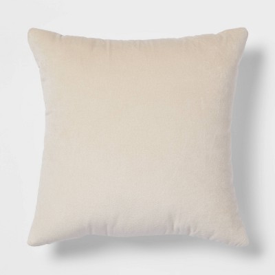 Solid Velvet Linen Reversible Square Throw Pillow Neutral - Threshold™