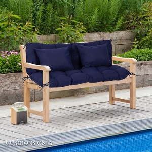 Aoodor 59" Tufted Porch Swing Cushions, Outdoor Swing Replacement Cushion 2-3 Seater with Backrest and 2 Pillows, Water and Fade Resistant - 1 of 4