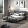 Infans Queen Size Upholstered Platform Bed with Button Tufted Wingback Headboard Grey - 3 of 4
