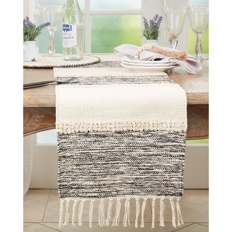 Saro Lifestyle Banded Design Cotton Table Runner, 3 of 4