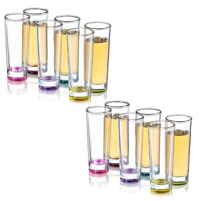 JoyJolt Hue Pop Colored Shot Glass Set, Set of 12 Shot Glasses - 2 Ounces