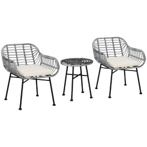 Resenkos 3 Pieces Patio Set, Outdoor Bistro Furniture, PE Rattan, Cream White - 1 of 4