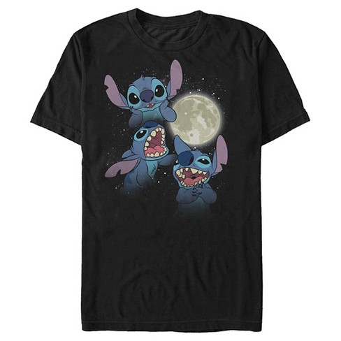 Men's Lilo & Stitch Howling At The Moon T-shirt - Black - Large : Target