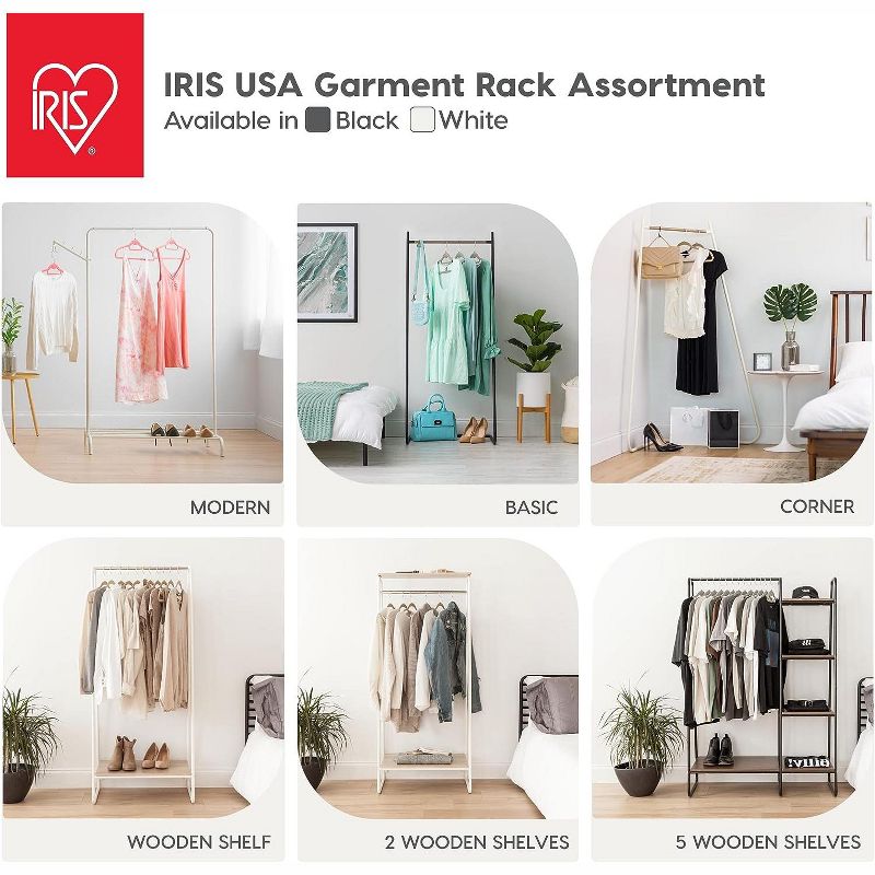 IRIS USA Free-Standing Clothing Rack, Metal Garment Rack, 4 of 9