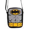 DC Comics Vegan Leather Round Crossbody Bag with Adjustable Straps, Batman Character Close Up with Bat and Belt Appliques, Black and Grey - 4 of 4