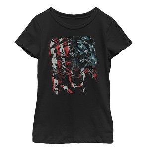 Girl's Lost Gods Tiger Growl American Flag T-Shirt - 1 of 3