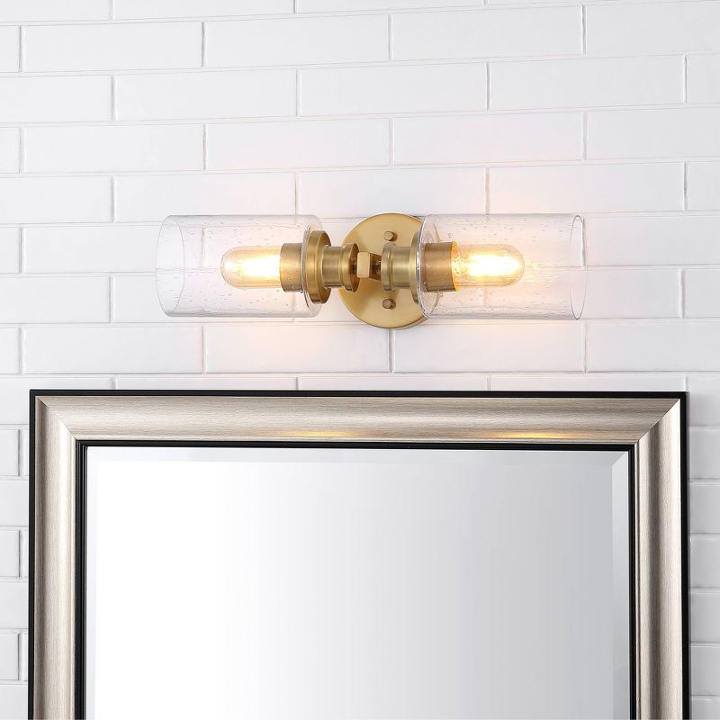 16.5&#34; LED 2-Light Jules Edison Cylinder Iron/Seeded Glass Contemporary Wall Light Brass Gold - JONATHAN Y, 3 of 8