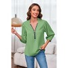 Imily Bela Womens V-Neck Lantern Sleeve Blouse Zipper Design Loose Casual Top Shirts - 3 of 4