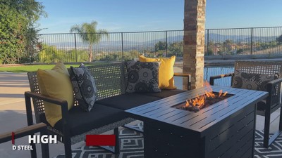 Black Aluminum 45" Gas Fire Pit Table with Lava Rocks