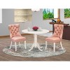 3-Piece Linen white Solid Wood Top-Round Upholstered Dining Room Set -Seats 4 - 2 of 4